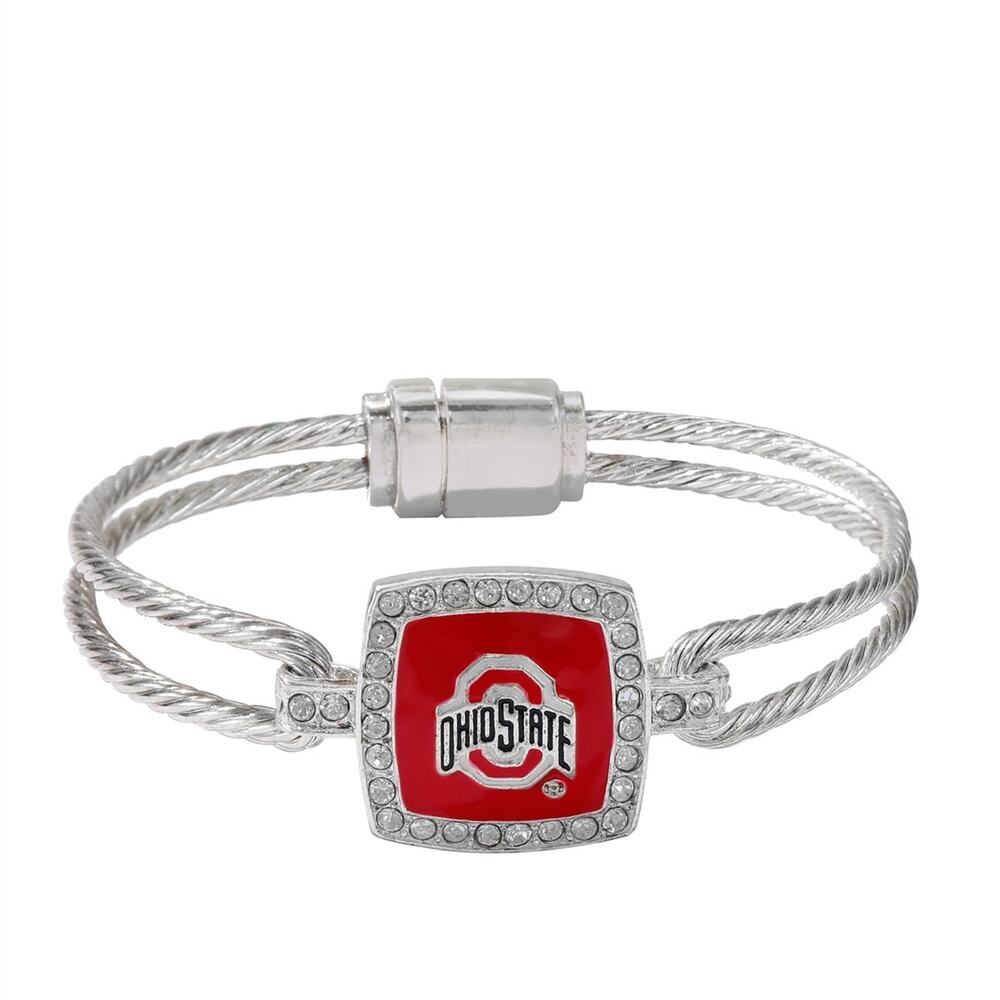 Ohio State Buckeyes Women's Squared Crystal Logo Bangle Bracelet NCAA